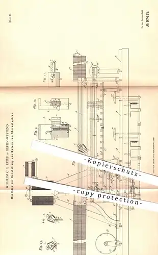 original Patent - Wilhelm C. E. Faber , Berlin / Westend , 1896 , Herstellung von Matern zum Stereotypieren | Druck !!