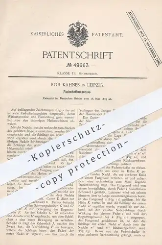 original Patent - Rob. Kahnes , Leipzig , 1889 , Fadenheftmaschine | Heftmaschine , Buchbinder , Buch , Bücher !!!
