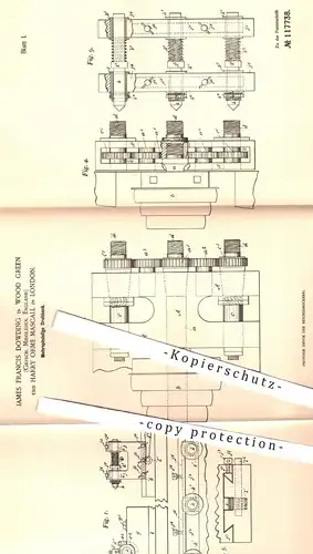 original Patent - James Francis Dowding , Wood Green , Middlesex | Harry Orme Mascall , London , Mehrspindelige Drehbank