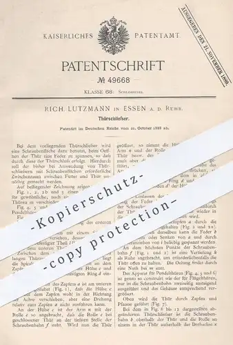 original Patent - Rich. Lutzmann , Essen / Ruhr , 1888 , Türschliesser | Türschloss , Tür , Schloss , Schlosser !!!