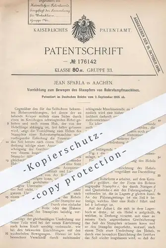 original Patent - Jean Sparla , Aachen , 1905 , Bewegen von Stampfer von Rohrstampfmaschinen | Rohr , Rohre