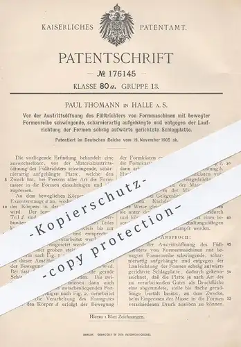 original Patent - Paul Thomann , Halle / Saale  1905 , Schlagplatte für Formmaschinen | Form , Formen , Presse , Pressen