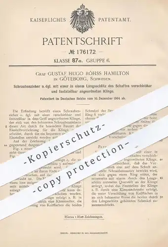 original Patent - Graf Gustaf Hugo Röhss Hamilton , Göteborg Schweden , 1904 , Schraubenzieher | Werkzeug , Schlosser !