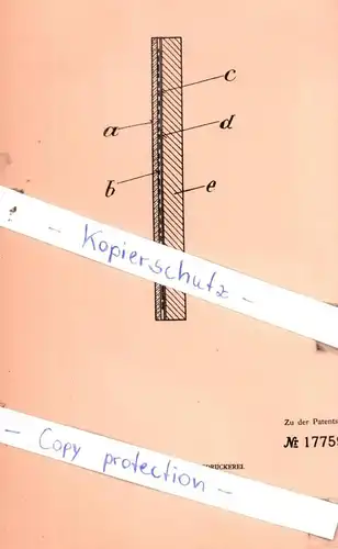 original Patent - Franz Glaris in Zürich , 1905 , Herstellung von Glasplatten für Belag- und Einsatzzwecke !!!