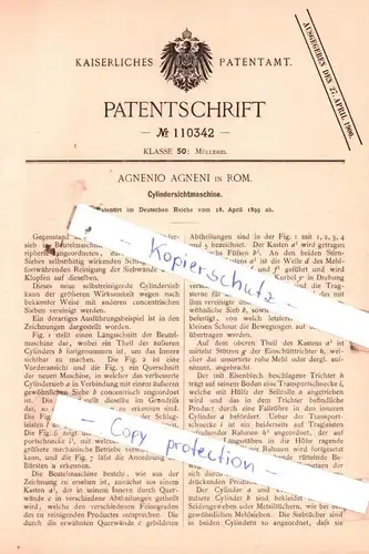 original Patent - Agnenio Agneni in Rom , 1899 , Cylindersichtmaschine !!!