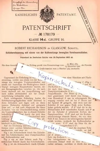 original Patent -  Robert Richardson in Glasgow, Schottl. , 1905 , Schiebersteuerung !!!