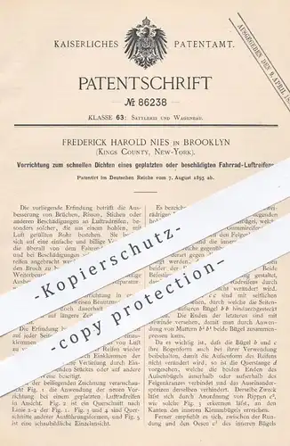 original Patent - Frederick Harold Nies , Brooklyn , Kings County , New York , 1895 , Reparatur von Fahrrad - Luftreifen