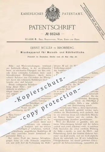 original Patent - Ernst Müller , Bromberg , 1895 , Mischapparat für Maisch- und Kühlbottiche | Maische , Bier , Brauerei