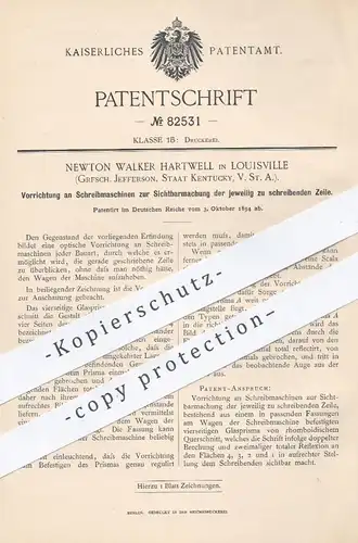 original Patent - Newton Walker Hartwell , Louisville , Jefferson , Kentucky , USA , 1894 , Schreibmaschine | Druck
