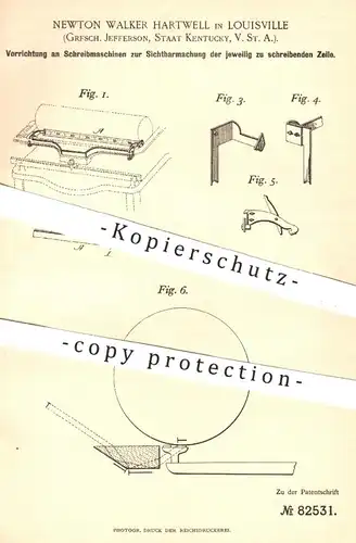 original Patent - Newton Walker Hartwell , Louisville , Jefferson , Kentucky , USA , 1894 , Schreibmaschine | Druck