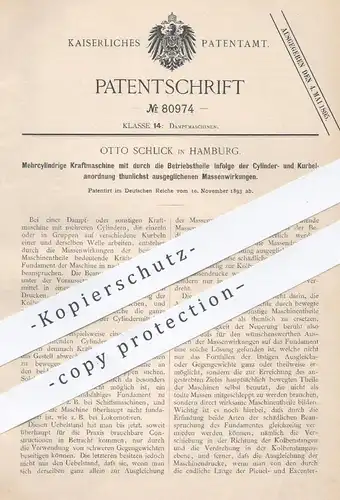 original Patent - Otto Schlick , Hamburg , 1893 , Mehrzylindrige Kraftmaschine | Motor , Dampfmaschine , Lokomotive !!