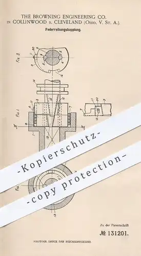 original Patent - The Browning Engineering Co. , Collinwood Cleveland , Ohio USA 1901 , Federreibungskupplung , Kupplung