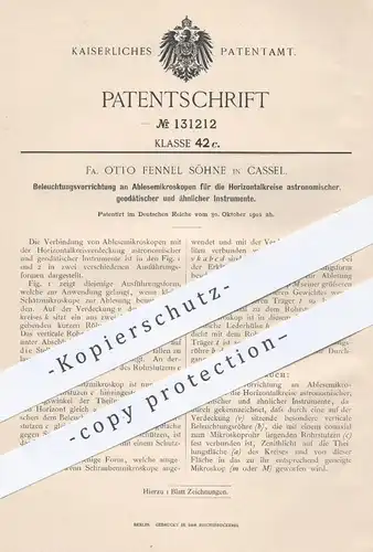 original Patent - Otto Fennel Söhne in Kassel , 1901 , Beleuchtung am Ablesemikroskop | Mikroskop , Mikroskope , Licht