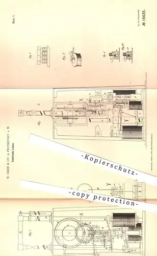 original Patent - W. Greb & Co. , Frankfurt / Main , 1881 , Elektrische Lampe | Lampen , Licht , Beleuchtung , Strom !!