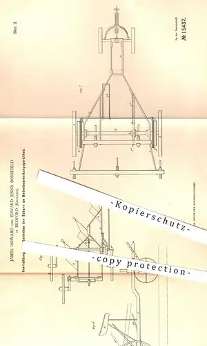 original Patent - James Howard , Edward Jenney Bonsfield , Bedford England , 1881 , Scharen am Pflug | Pflüge , Pflügen