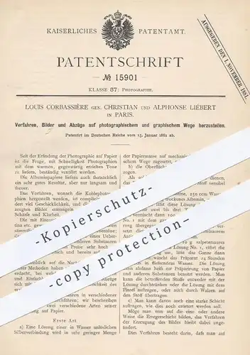 original Patent - Louis Corbassière Gen. Ch. u. Alphonse Liébert , Paris , 1881 , Bilder u. Abzüge herstellen | Fotograf