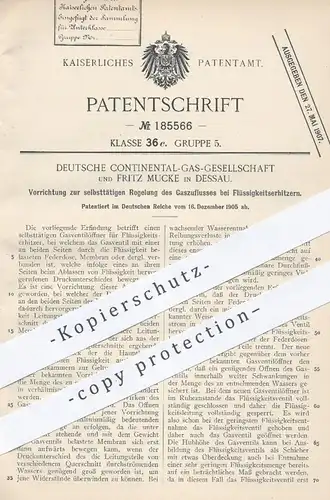 original Patent - Deutsche Continental Gas Gesellschaft u. Fritz Mucke , Dessau , 1905 , Gaszufluss am Brenner | Ventil