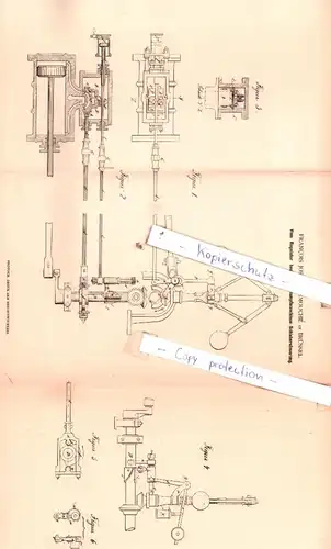 original Patent - F. J. Lemouche in Brüssel , 1880 , Vom Regulator beeinflußte Dampfmaschinen-Schiebersteuerung !!!