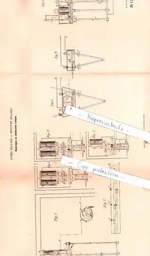original Patent - James Brockie in Brixton , England , 1880 , Neuerungen an elektrischen Lampen !!!