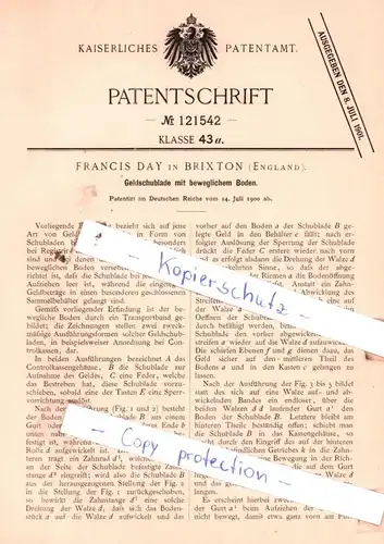 original Patent - Francis Day in Brixton , England , 1900 , Geldschublade mit beweglichem Boden !!!
