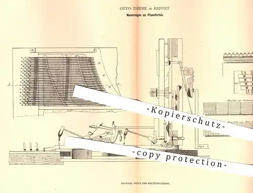 original Patent - O. Thieme , Erfurt  1880 , Pianoforte | Klavier , Klaviere , Piano , Flügel , Musik , Musikinstrumente