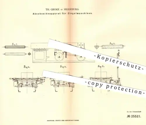 original Patent - T. Groke , Merseburg , 1883 , Abscheideapparat für Ziegelmaschinen | Ziegel , Stein , Ton , Dachdecker
