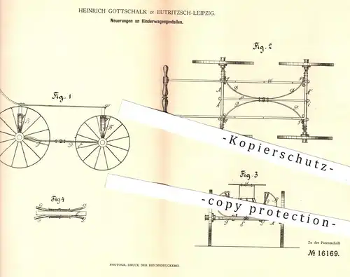 original Patent - Heinrich Gottschalk in Eutritzsch Leipzig , 1881 , Kinderwagen - Gestell | Kinder , Wagen , Wagenbau