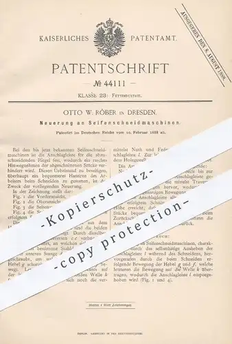 original Patent - Otto W. Röber in Dresden , Maschine zum Schneiden von Seife , Seifen | Fett , Fette !!!