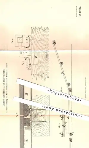 original Patent - Victor Schweder , Gr. Lichterfelde , 1884 , Stoßverbindung für Feldeisenbahnen mit Brückenschienen !!!