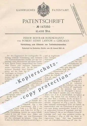 original Patent - Isidor Bertram Rosencrantz , Robert Henry Lanyon , Chicago USA , 1903 , Stimmen der Tastenintrumente !