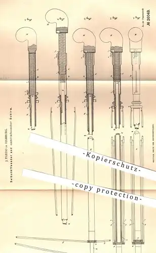 original Patent - J. Pardo in Hamburg , 1883 , Selbstöffnender u. selbstschließender Schirm | Regenschirm , Sonnenschirm