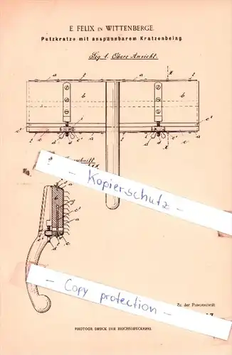 Original Patent  - E. Felix in Wittenberge , 1898 , Spinnerei !!!