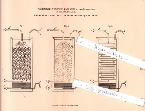 Original Patent  - Vereinigte Chemische Fabriken in Leopoldshall , 1878 , Darstellung von Brom !!!