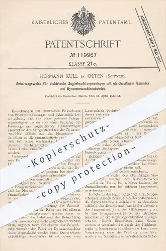 original Patent - H. Kull , Olten , Schweiz , 1900 , Schaltung für elektr. Zugbeleuchtung | Eisenbahn , Dynamo , Zug !!!