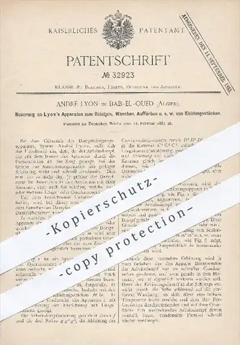 original Patent - André Lyon , Bab El Oued , Algier , 1885 , Reinigen , Waschen u. Färben von Kleidung | Dampfreiniger !
