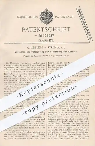 original Patent - C. Oetling in Strehla , 1900 , Herstellung von Kunsteis | Eis , Gefrieren , Eiswasser , Wasser , Salz