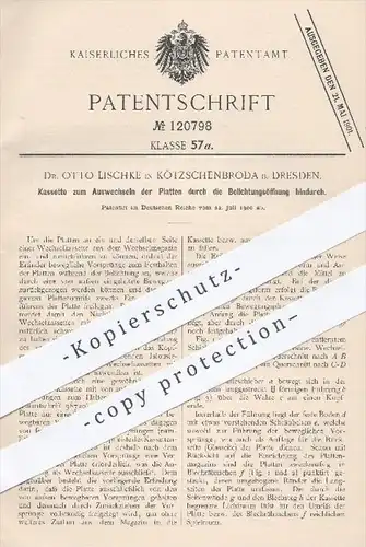 original Patent - Dr. O. Lischke , Kötzschenbroda Dresden 1900 , Kassette f. Belichtung | Kamera , Fotograf , Fotografie