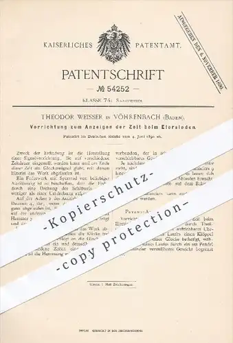 original Patent - Th. Weisser , Vöhrenbach , 1890 , Anzeigen der Zeit beim Eiersieden | Eieruhr , Uhr , Uhren , Wecker !