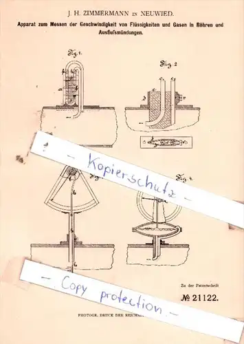 Original Patent  - J. H. Zimmermann in Neuwied , 1882 , Instrumente !!!