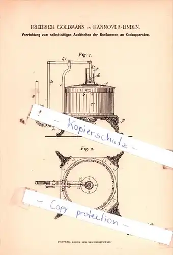 Original Patent  - F. Goldmann in Hannover-Linden , 1894 , Hauswirthschaftliche Geräthe !!!