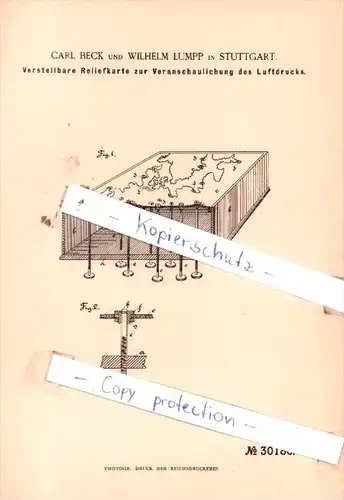 Original Patent  - Carl Beck und Wilhelm Lumpp in Stuttgart , 1884 , Instrumente !!!