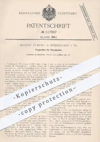 original Patent - August Furcht in Rudolstadt , 1900 , Tragbottich für Flüssigkeiten , Bottich , Eimer , Fass , Fässer !