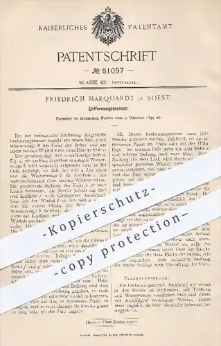original Patent - Friedrich Marquardt in Soest , 1894 , Entfernungsmesser , Wasserwaage , Streckenmesser , Längenmesser