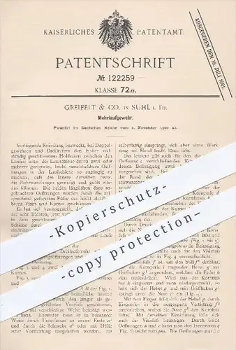 original Patent - Greifelt & Co. in Suhl , 1900 , Mehrlaufgewehr , Gewehr , Gewehre , Waffen , Geschosse !!!