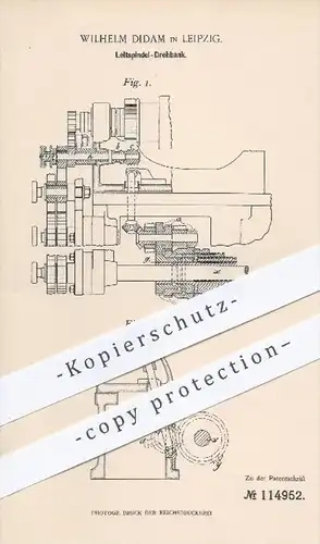 original Patent - Wilhelm Didam in Leipzig , 1899 , Leitspindel - Drehbank , Drehen , Dreher , Gewinde , Metall !!!