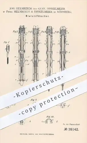 original Patent - Helmreich & Dinkelmeier in Nürnberg , 1884 , Bleistifthalter , Bleistift , Zeichnen , Schreiben !!!