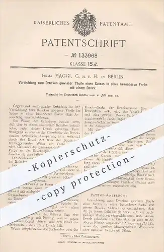 original Patent - Maggi GmbH in Berlin , 1901 , farbiger Druck ohne Schablonen , Druck - Farbe , Buchdruck , Drucker !!!