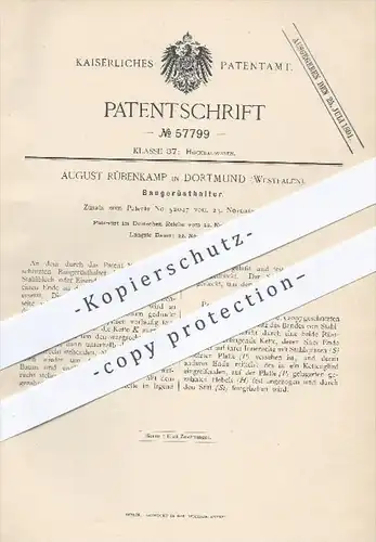 original Patent - August Rübenkamp in Dortmund , 1890 , Baugerüsthalter , Baugerüst , Gerüst , Gerüstbau , Hochbau !!