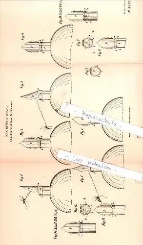 Original Patent  - Max Meyer in Leipzig , 1889 , Löschvorrichtung für Lampen !!!