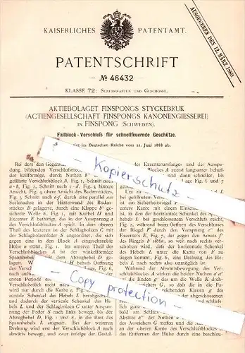 Original Patent  - Aktiebolaget Finspongs Styckebruk , Actiengesellschaft Finspang Kanonengiesserei !!!